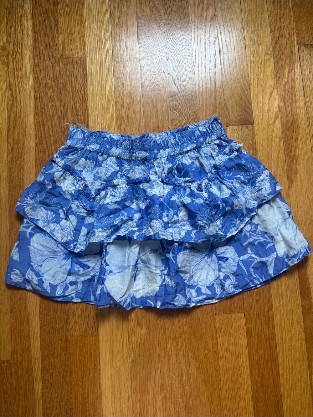 LoveShackFancy worn once Blue Floral Tiered Skirt - Size petite